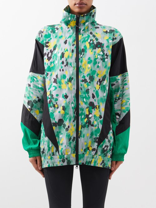 adidas by stella mccartney - printed recycled-shell track jacket womens green multi