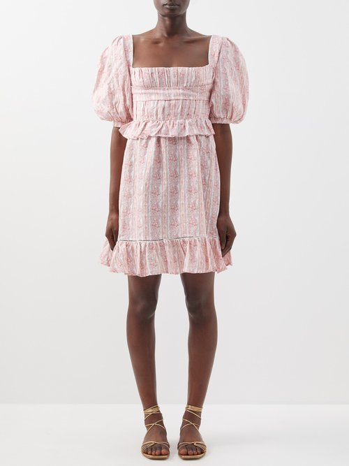 Lug Von Siga Leticia Floral-print Linen-voile Mini Dress