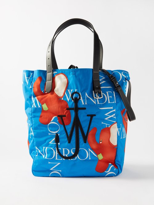 Logo-embroidered Elephant-print Shell Tote