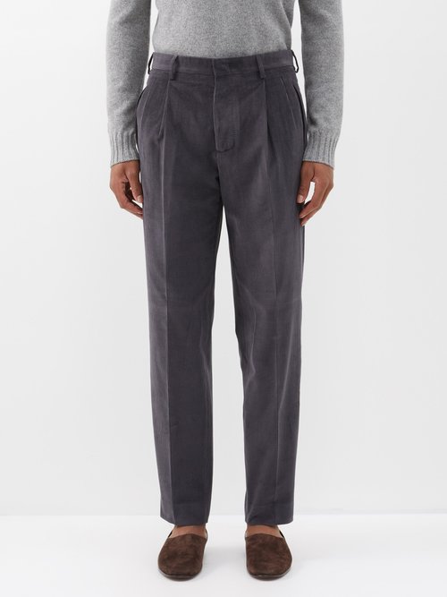 Umit Benan B+ Single-pleat Cotton-blend Trousers In Grey