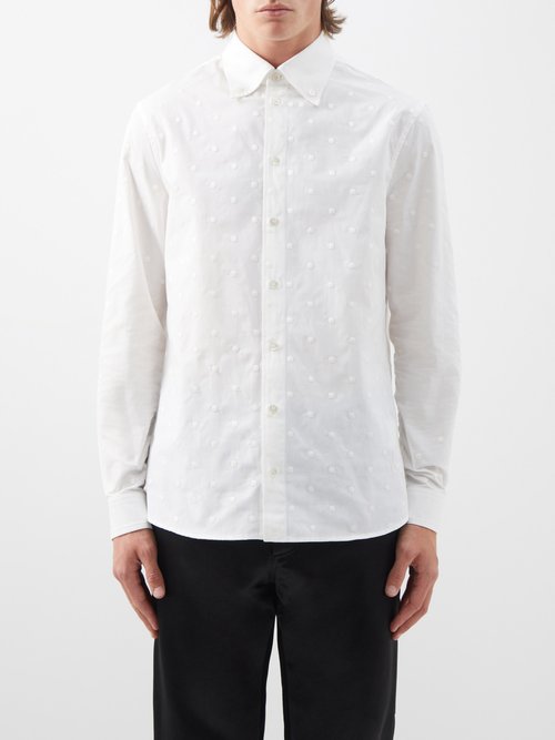 Erdem - Stephen Polka-dot Embroidered Cotton Shirt - Mens - White