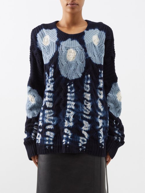 Altuzarra - Lagune Shibori-dyed Cable-knit Cashmere Sweater - Womens - Blue Multi