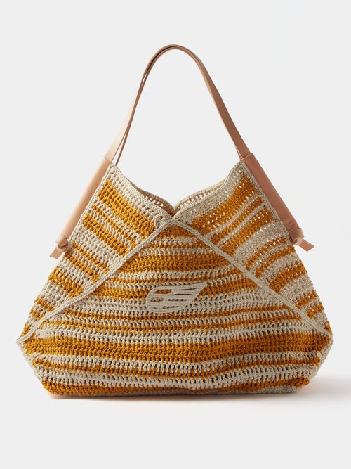 Market Large Crochet And Leather Tote Bag