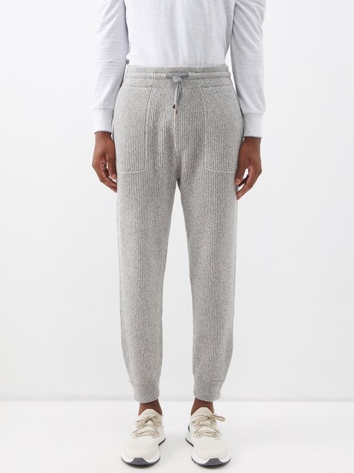 Brunello Cucinelli Ribbed Cashmere Track Pants