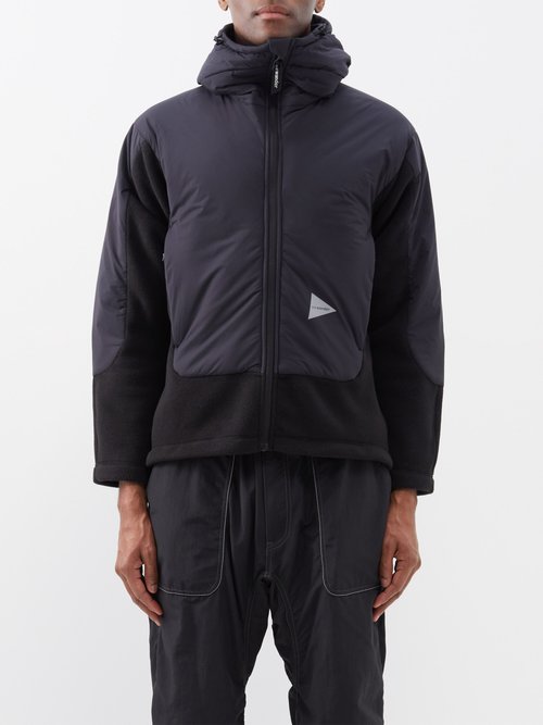 And Wander - Panelled Hooded Fleece Jacket - Mens - Black