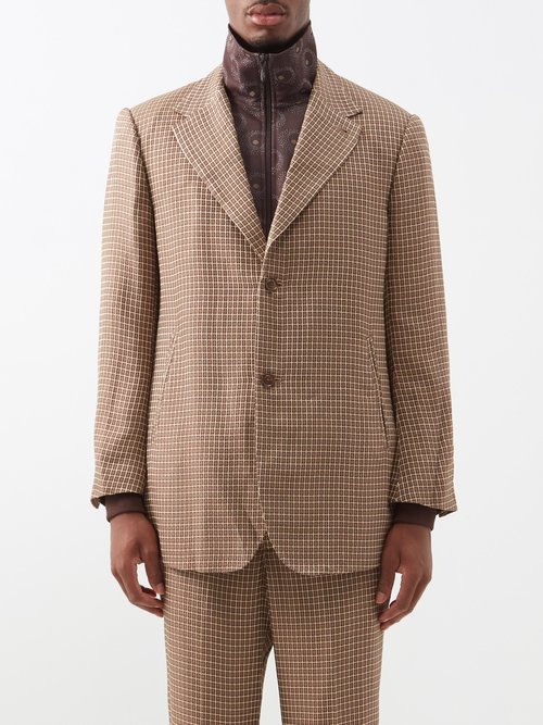 needles - tile-jacquard suit jacket mens beige