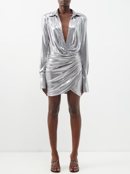 Gauge81 - Naha Metallic-effect Mini Dress Silver