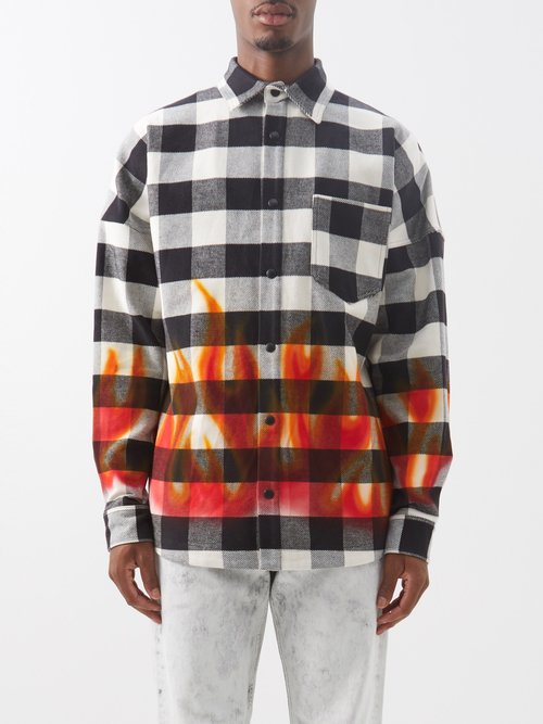 Palm Angels Pa Monogram Flannel Overshirt