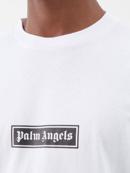 Palm Angels Logo-print Relaxed-fit Cotton-jersey T-shirt In White