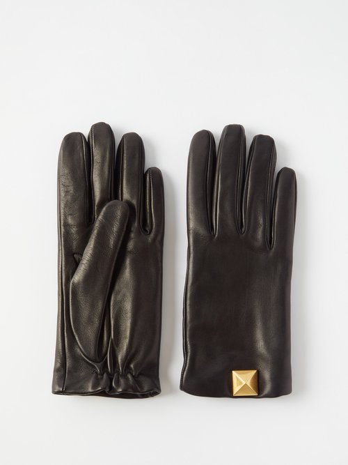 Valentino - Rockstud Leather Gloves - Womens - Black | Matchesfashion (international)