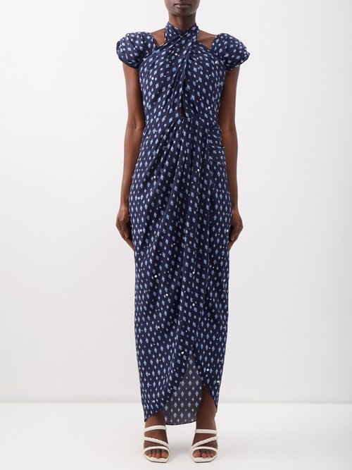 Johanna Ortiz - Date In Salento Silk Crepe De-chine Maxi Dress Blue Multi