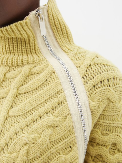 Sacai Asymmetric Cable-knit Zip Sweater | Smart Closet