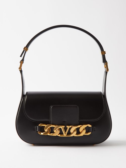 Valentino Garavani – V-logo Chain Leather Shoulder Bag – Womens – Black