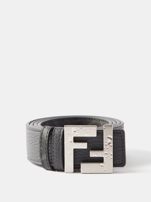 Distressed Ff-logo Leather Belt