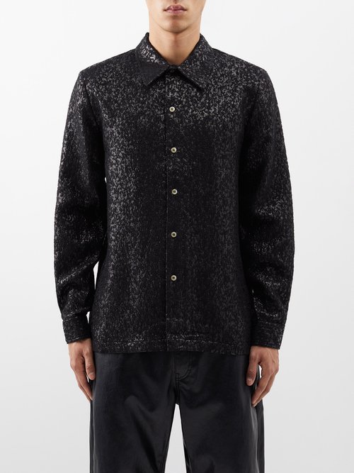 séfr - ripley wool-blend devoré shirt mens black