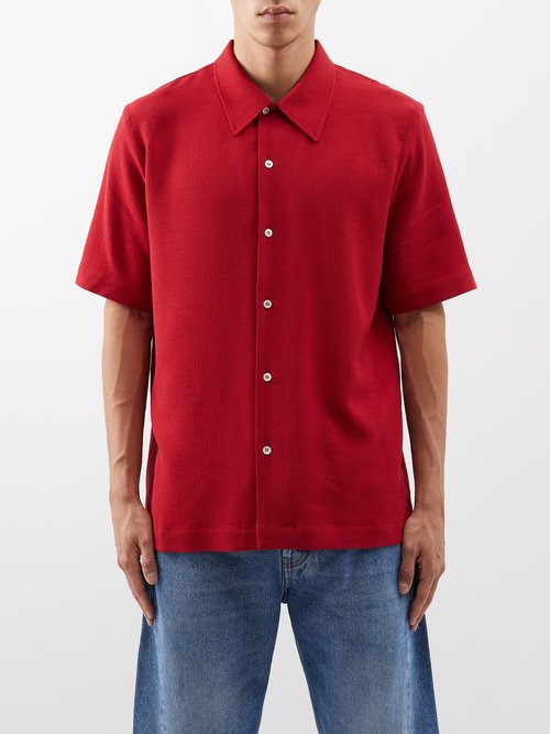 séfr - suneham short-sleeved crepe shirt mens red