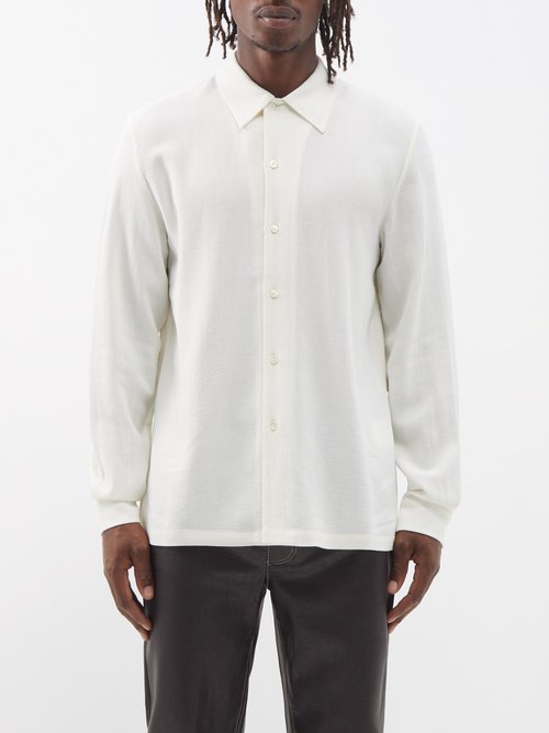 Séfr - Rampoua Pleated-back Crepe Shirt - Mens - Off White