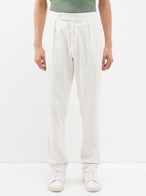 Polo Ralph Lauren - Pleated Cotton-corduroy Trousers - Mens - Cream