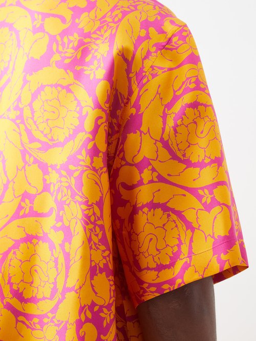 Versace Barocco-print silk shirt - Orange