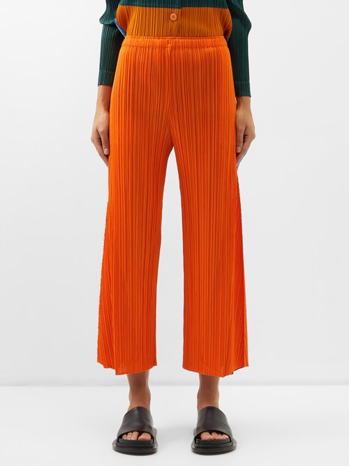 Pleats Please Issey Miyake Cropped Technical-pleated Trousers