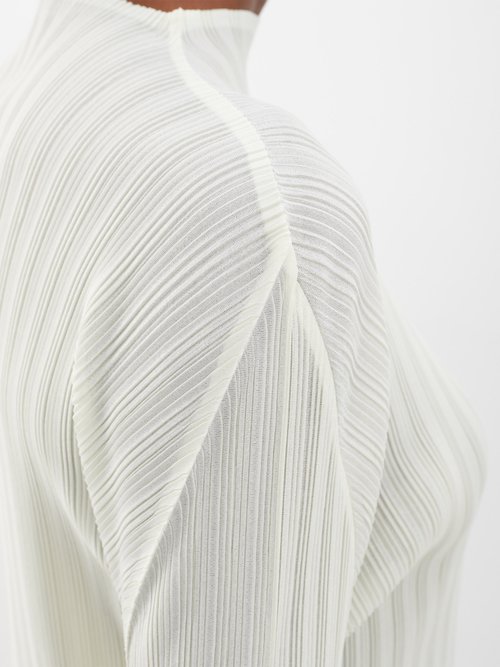 PLEATS PLEASE ISSEY MIYAKE HIGH-NECK TECHNICAL-PLEATED LONG-SLEEVED TOP 