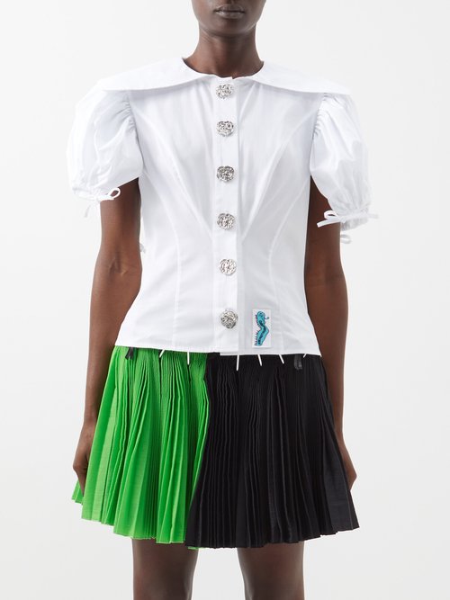 Chopova Lowena - Octo Puff-sleeve Cotton-poplin Shirt - Womens - White