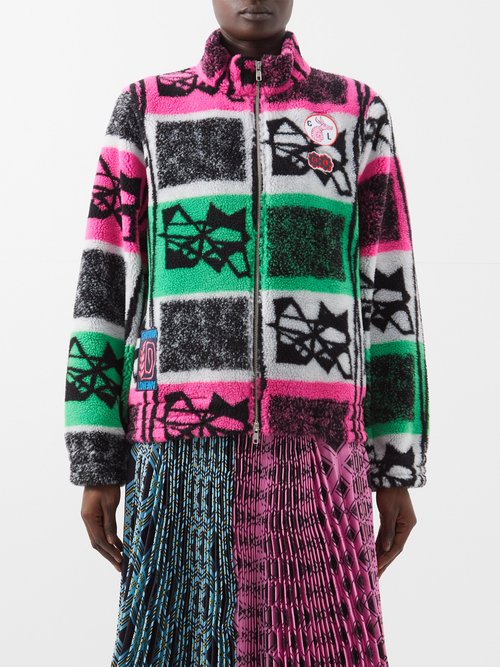 Chopova Lowena - Storm Zipped Recycled-fibre Fleece Jacket - Womens - Pink Green
