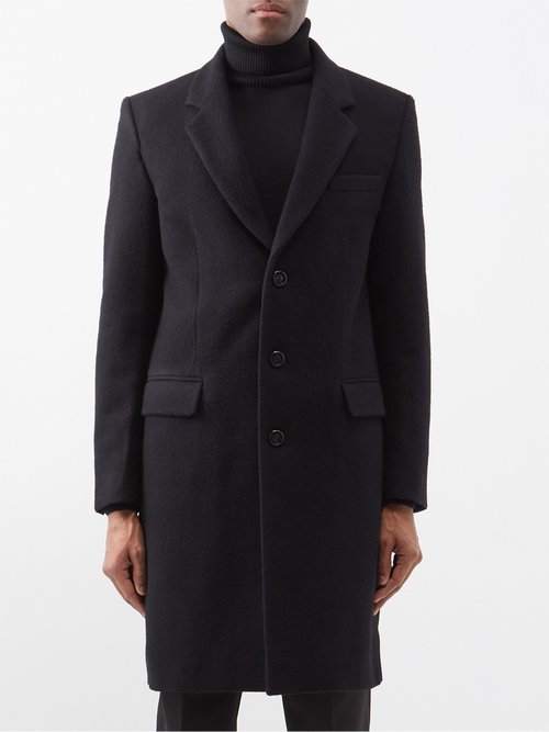 Ami - Single-breasted Wool-felt Overcoat - Mens - Black