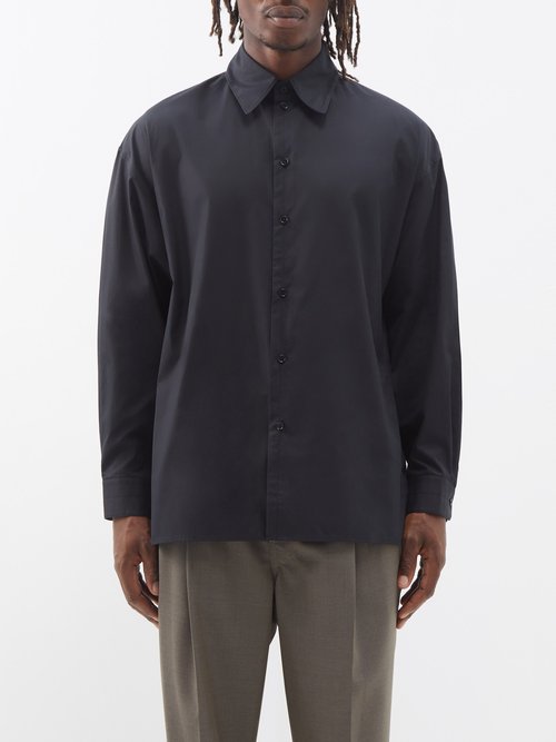 Lemaire - Twisted Cotton-poplin Shirt - Mens - Black