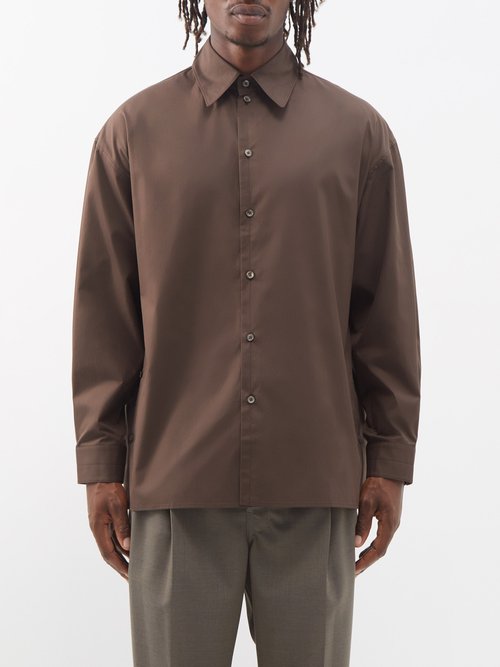 Lemaire - Twisted Cotton-poplin Shirt - Mens - Brown