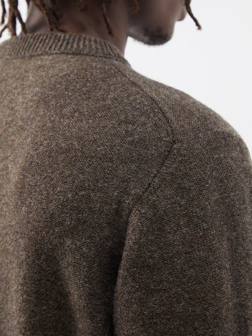 Lemaire Crew-neck Shetland-wool Sweater In Brown | ModeSens