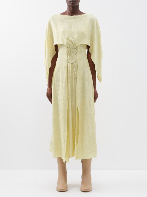 Acne Studios – Danissa Layered Floral-jacquard Satin Dress Yellow