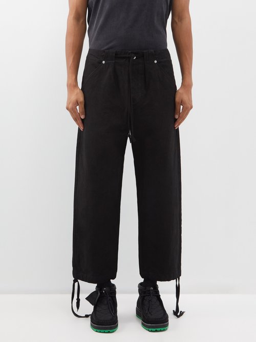 3Man Drawstring-waist Cotton Workwear Trousers