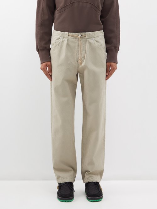 3Man Drawstring-waist Cotton Workwear Trousers