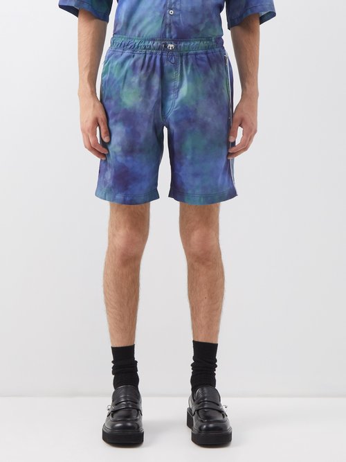 Ahluwalia Recycled-shell Dyed-effect Shorts In Blue