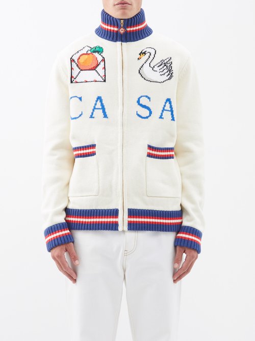Casa Swan Zipped Cotton-knit Jacket