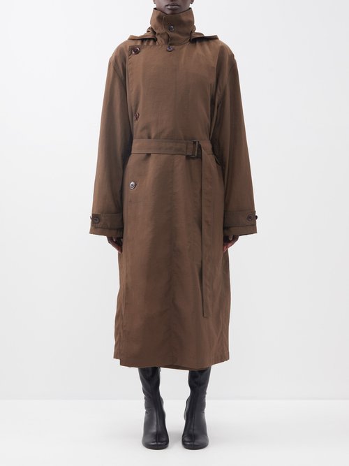 Lemaire - Hooded Nylon-canvas Trench Coat Camel