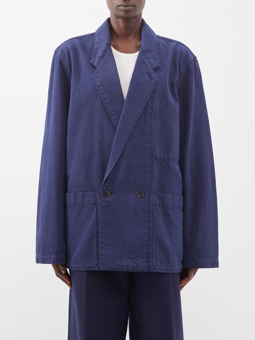 Lemaire - Double-breasted Denim Jacket Navy