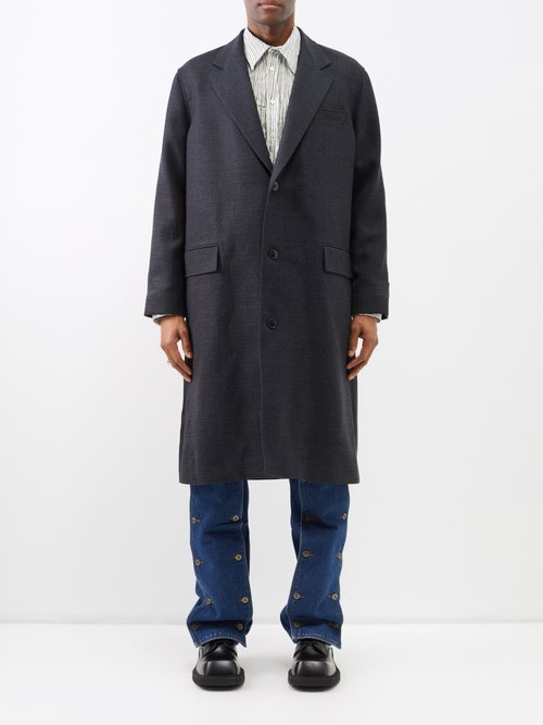 Martine Rose - Two-in-one Single-breasted Wool-blend Coat - Mens - Navy