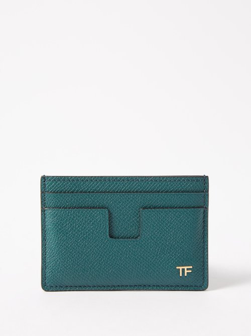 T-line Grained-leather Cardholder