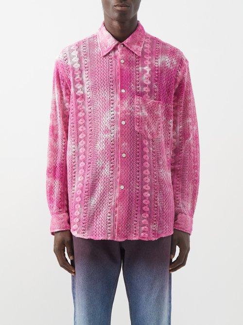 Our Legacy Tie-dye Crocheted Cotton-blend Shirt In Multi | ModeSens