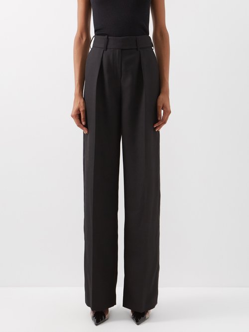 High-rise Pleated Wool-twill Trousers