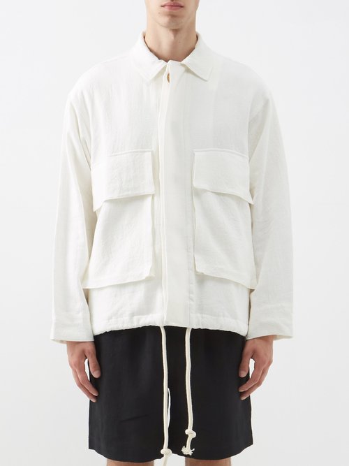 commas - resport linen-ramie blend jacket mens white