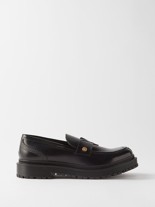 Versace V-strap Leather Loafers