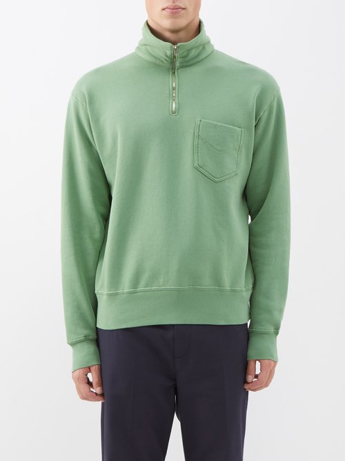 lady white co. - patch-pocket cotton-jersey sweater mens green