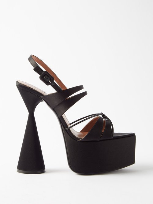 D'accori - Belle 150 Satin Platform Sandals - Womens - Black