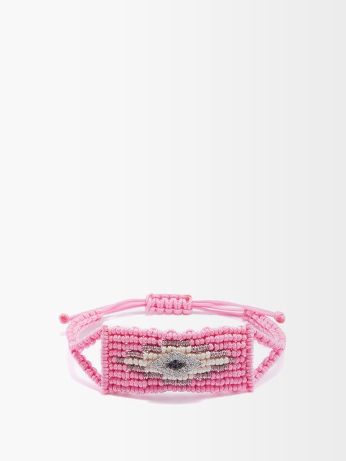 Diane Kordas Evil Eye Diamond, Sapphire & Woven-cord Bracelet