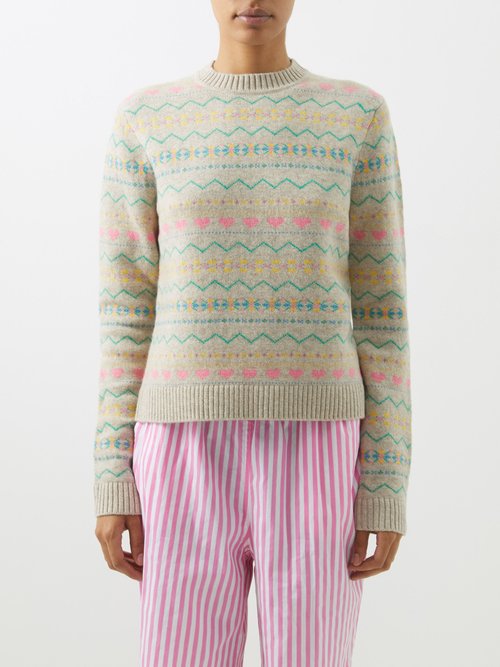 Caro Editions - Fair Isle Wool Sweater Beige Multi