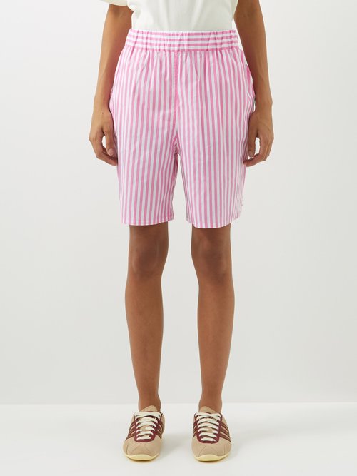 Caro Editions Striped Cotton-poplin Shorts