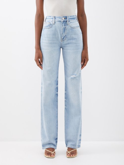 FRAME Le Jane Distressed High-rise Straight-leg Jeans